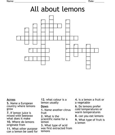 Start with your first free puzzle today and challenge yourself with a new crossword daily. . Like a lemon eventually crossword